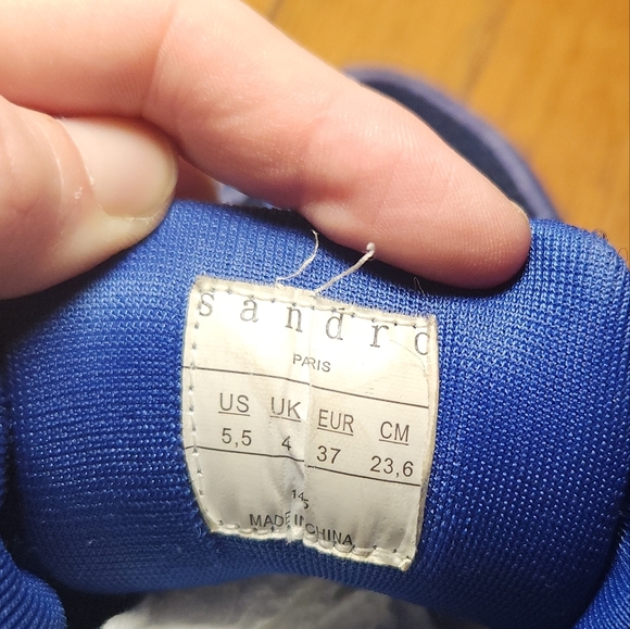 Sandro - Flame Navy Blue Low Top Mixed Media Sneakers - Picture 12 of 12